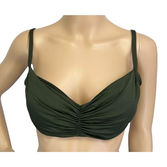 2/$30 Lauren Ralph Lauren Beach Club Bikini Top Olive Green Underwire Size 10 - Picture 2 of 10